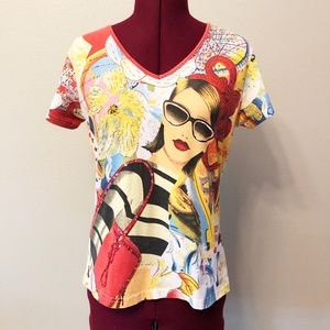 Custo Barcelona | Illustrated Tee w/ Sequins